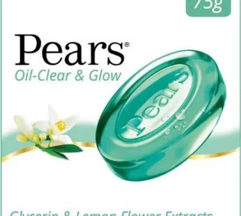 Pears Oil-Clear & Glow Lemon Flower Soap Bar, 98% Pure Glycerine & Lemon, 75 g