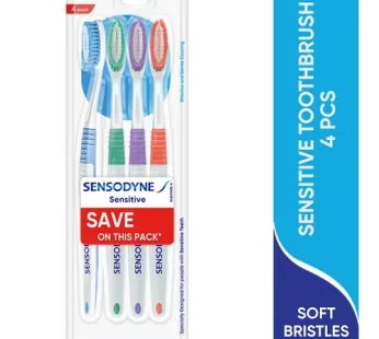 Sensodyne Sensitive Toothbrush – With Soft Rounded Bristles, 4 pcs