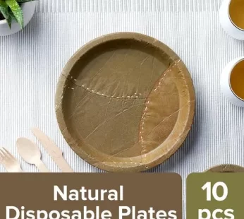 AliX Natural Disposable Plates – 20.3 cms Siali Leaf Round 10 pcs