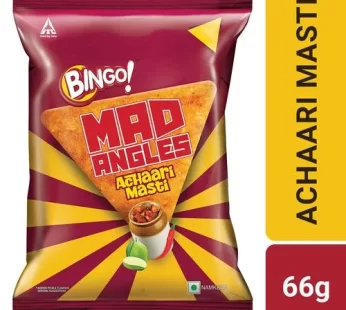Bingo! Mad Angles Achaari Masti – Mango Pickle Flavour Crunchy Triangle Chips Pack 66 g Pouch