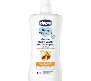 Chicco Baby Moments Gentle Body Wash  Shampoo Oats Extract Apricot For Rich Moisturised Skin Soft Hair 500 ml