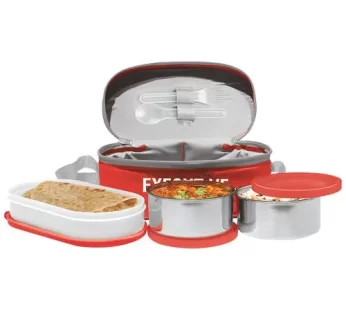 Milton Executive Stainless Steel Lunch/Tiffin Box With Containers & Cover – Red 5 pcs