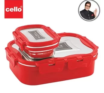 Cello Thermo Click Lunch Pack – Stainless Steel Medium Red Leak-proof For Office & School Use 700 ml