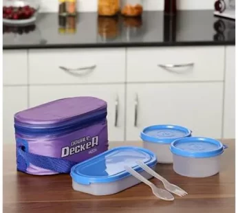 Milton Double Decker Plastic Lunch Box – Round & Oval Containers Leakproof Purple 3 pcs