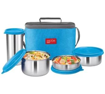 Milton Delicious Combo Stainless Steel Insulated Lunch/Tiffin Box – Containers & Tumbler Blue 4 pcs